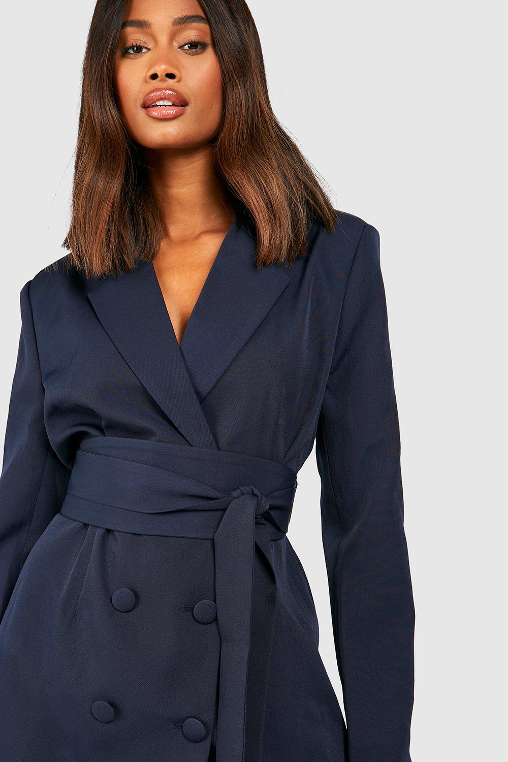 Double tie wrap shop dress in navy